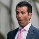 Donald Trump Jr. at the White House on April 2, 2018, wearing a “Deplorable” pin